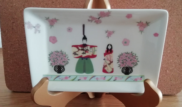 ひな祭りに♪ポーセラーツのお雛様プレート♪ 小皿 Atelier Feuille