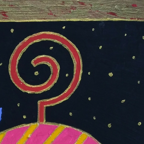 奥村ユズルアクリル画原画しゃんぽりおんゾウ2