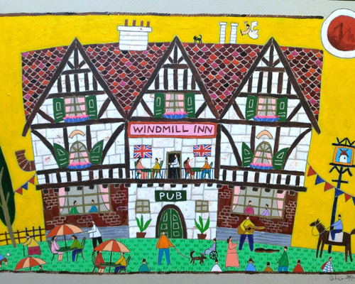 英国パブ「風車」 絵画 奥村ユズル 通販 12500956｜Creema(クリーマ)