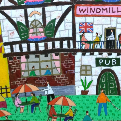 英国パブ「風車」 絵画 奥村ユズル 通販 12500956｜Creema(クリーマ)