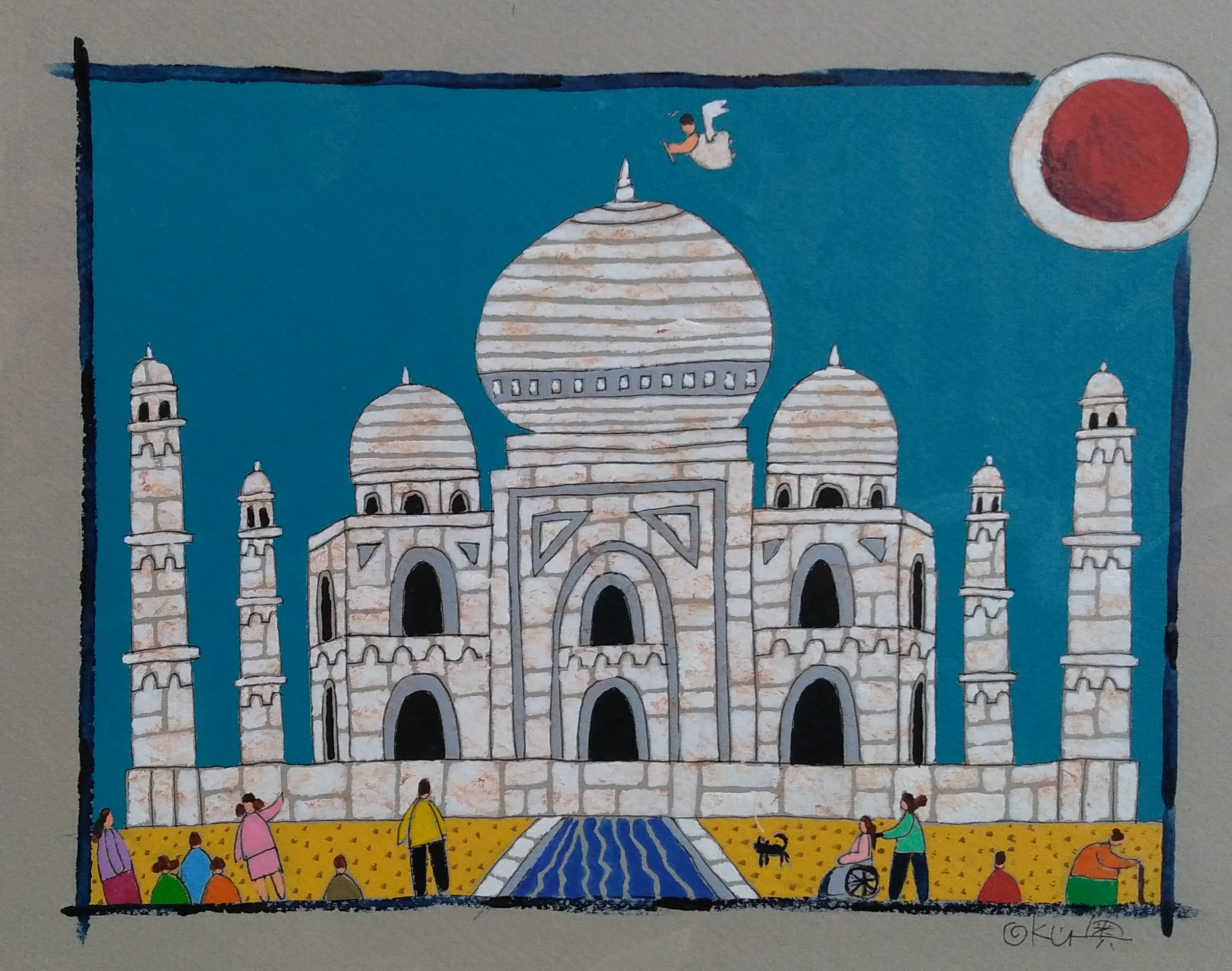 奥村ユズル　水彩画原画　イスタンブールのモスク 奥村ユズル水彩画原画イスタンブールのモスク