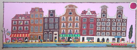 アムステルダム、運河の街並み 1枚目の画像