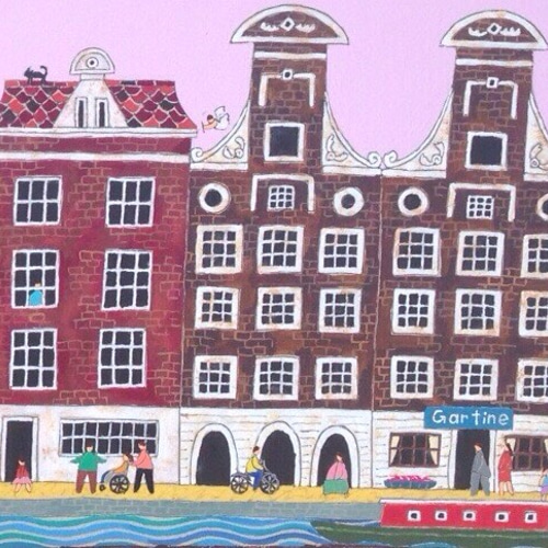 油絵 運河【アムステルダム⠀】 アムステルダム、運河の街並み 絵画 奥村ユズル 通販 809553