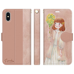 春色女の子とミモザ iPhone手帳型ケースno.244 5枚目の画像