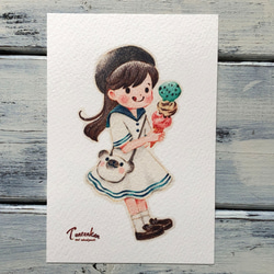 アイスクリームと女の子 ポストカードno.267 1枚目の画像