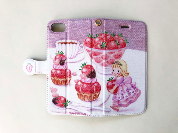 いちご国のお姫様pink iPhone手帳型ケースno.168 1枚目の画像