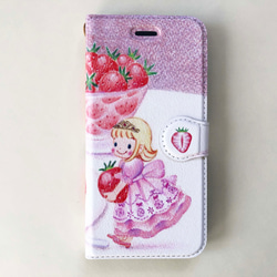 いちご国のお姫様pink iPhone手帳型ケースno.168 3枚目の画像