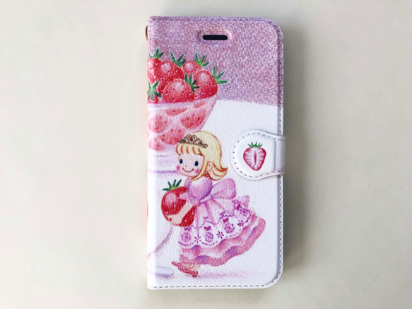 いちご国のお姫様pink iPhone手帳型ケースno.168 3枚目の画像