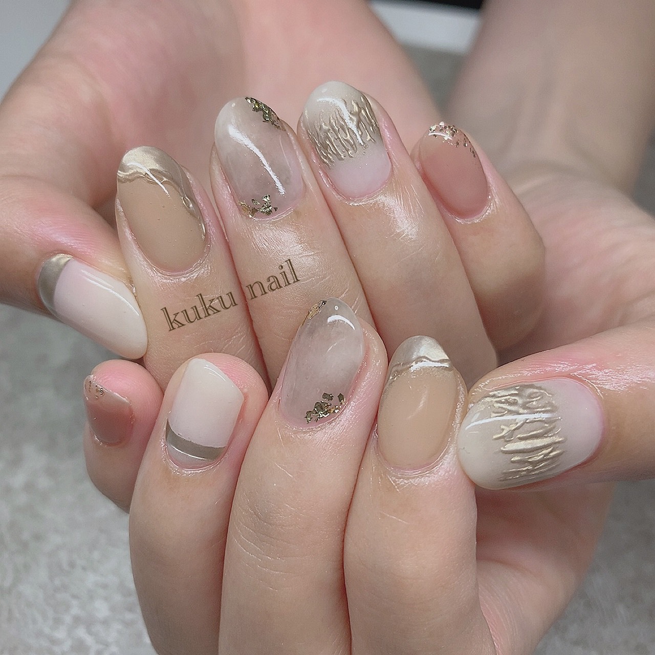 ウェディングニュアンス　リングネイル