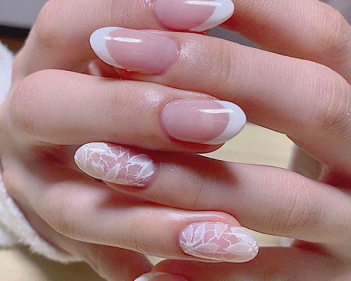 【オーダー】ネイルチップ　フレンチ　レース　薔薇 38b4557d59b24f864164bf79875da6