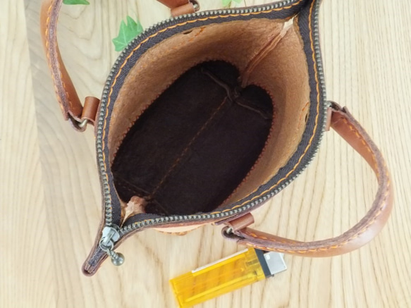 【送料無料】総手縫いミニミニトートバッグタイプのポーチ　ＴＩＯーＭＢ００３ 5枚目の画像