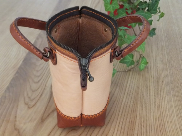 【送料無料】総手縫いミニミニトートバッグタイプのポーチ　ＴＩＯーＭＢ００３ 6枚目の画像