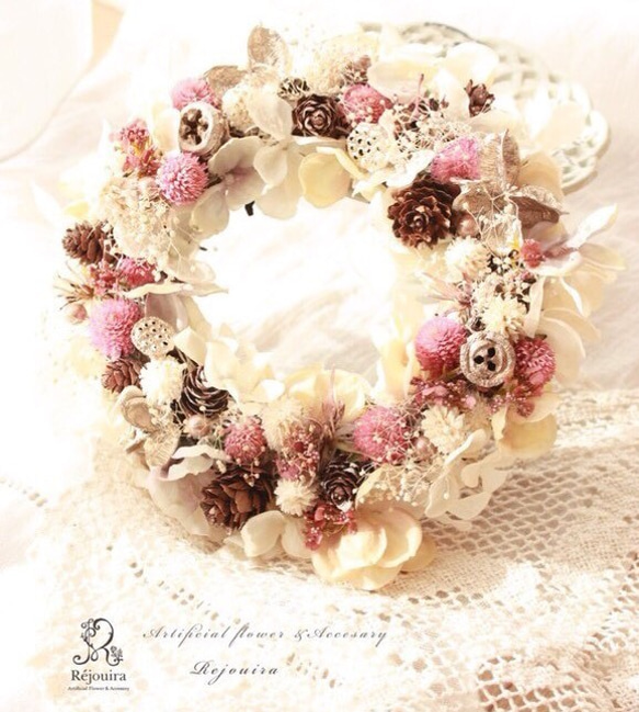 Noël wreath  ふんわりナチュラル千日紅のリース 1枚目の画像