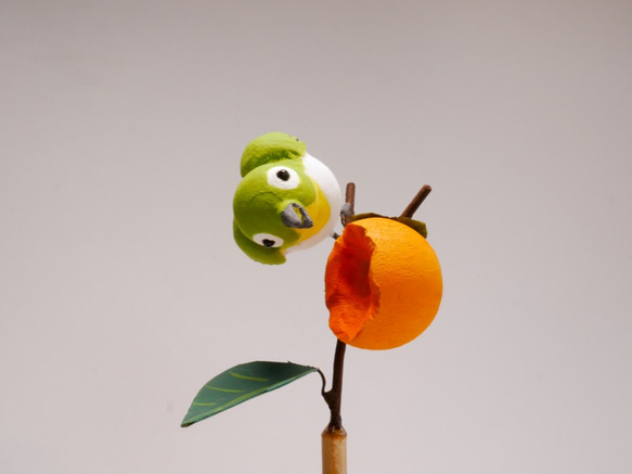 振り子で動くメジロさんと柿の木 2枚目の画像