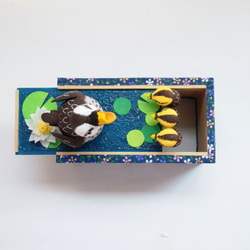 水鳥の置物　引出で動くカルガモ親子 3枚目の画像