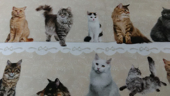 《生地》リアリズム　ねこ　猫　cats 　レース模様 4枚目の画像
