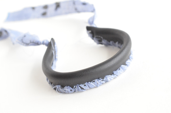 Lace Bangle ~bandanna ~【レザーブレスレット】”Black×lavender“ 5枚目の画像