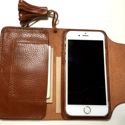 〈送料無料〉Jkt〜tassel〜【レザーI phone カバー】color“cognac” 2枚目の画像