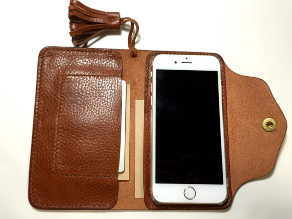 〈送料無料〉Jkt〜tassel〜【レザーI phone カバー】color“cognac” 2枚目の画像