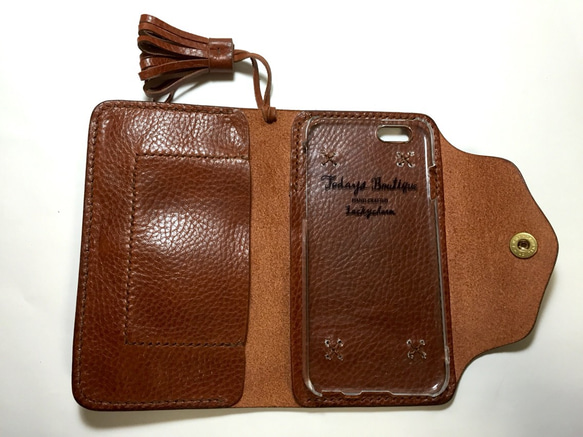 〈送料無料〉Jkt〜tassel〜【レザーI phone カバー】color“cognac” 3枚目の画像