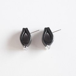 Crystal~Herkimer diamond~【レザーピアス/イヤリング】  “Black” 10枚目の画像