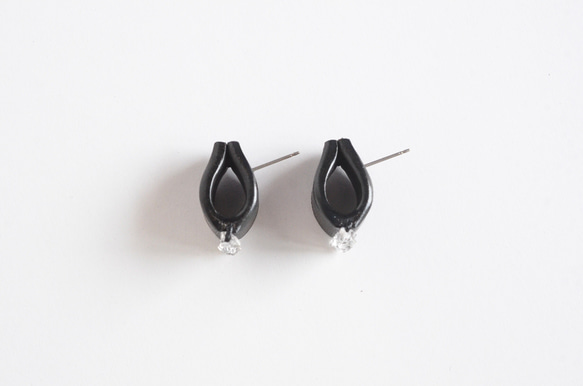 Crystal~Herkimer diamond~【レザーピアス/イヤリング】  “Black” 10枚目の画像