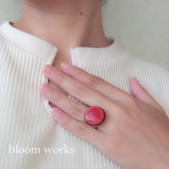◆受注制作◆　Button　Ring 　(レッド) 5枚目の画像