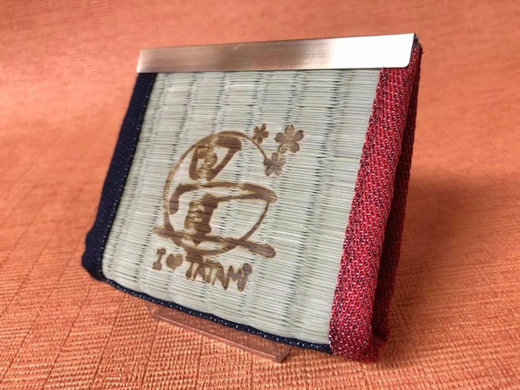 畳カードケース　熊本産高級いぐさx岡山デニム畳縁 2枚目の画像