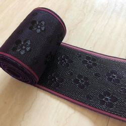 オリジナル畳縁「たたみへり」　梅の花・濃紫色　4m 2枚目の画像