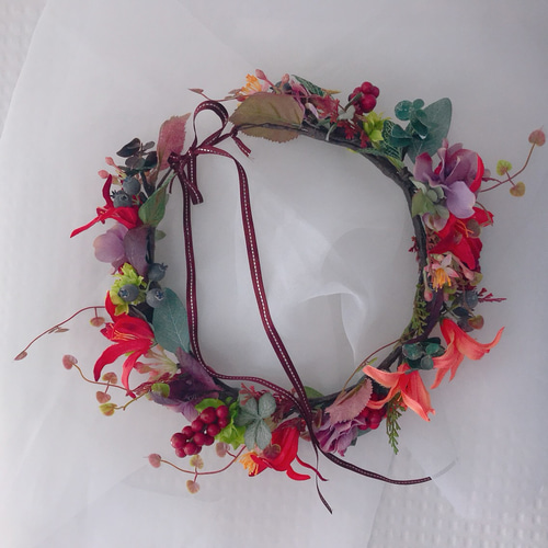 1点物】秋の実りの花冠 Ⅰ（アーティフィシャルフラワー） ヘッド