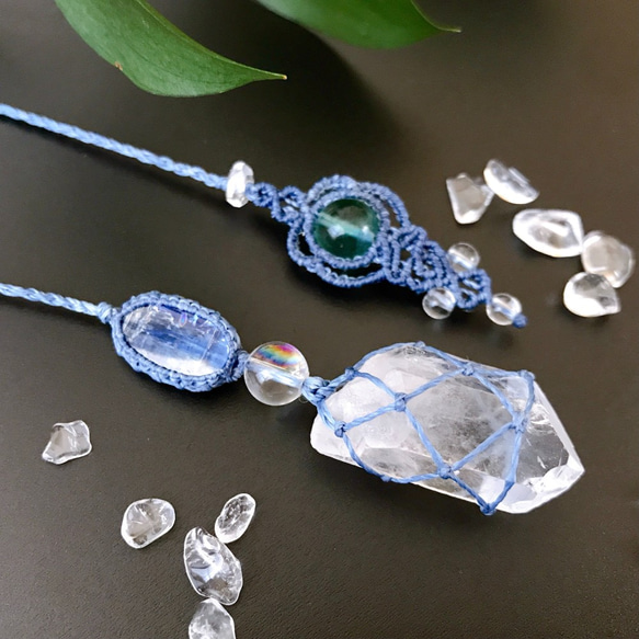 ペンデュラムフローライト＆Specialカンテラオパールのマクラメ編みネックレス カンテラオパールのマクラメ編み 天然石ネックレス | SHANTi WALA