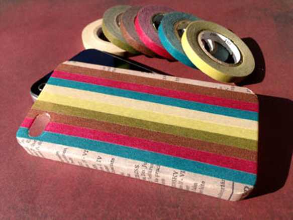 カラーグラデーションのマスキングテープiPhoneケース。 1枚目の画像
