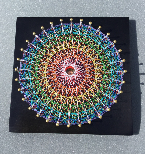 糸掛曼荼羅　テーマ『チャクラ』 ☆チャクラ糸かけ曼荼羅15×15㎝[受注制作]中央くり抜きタイプ☆ その他