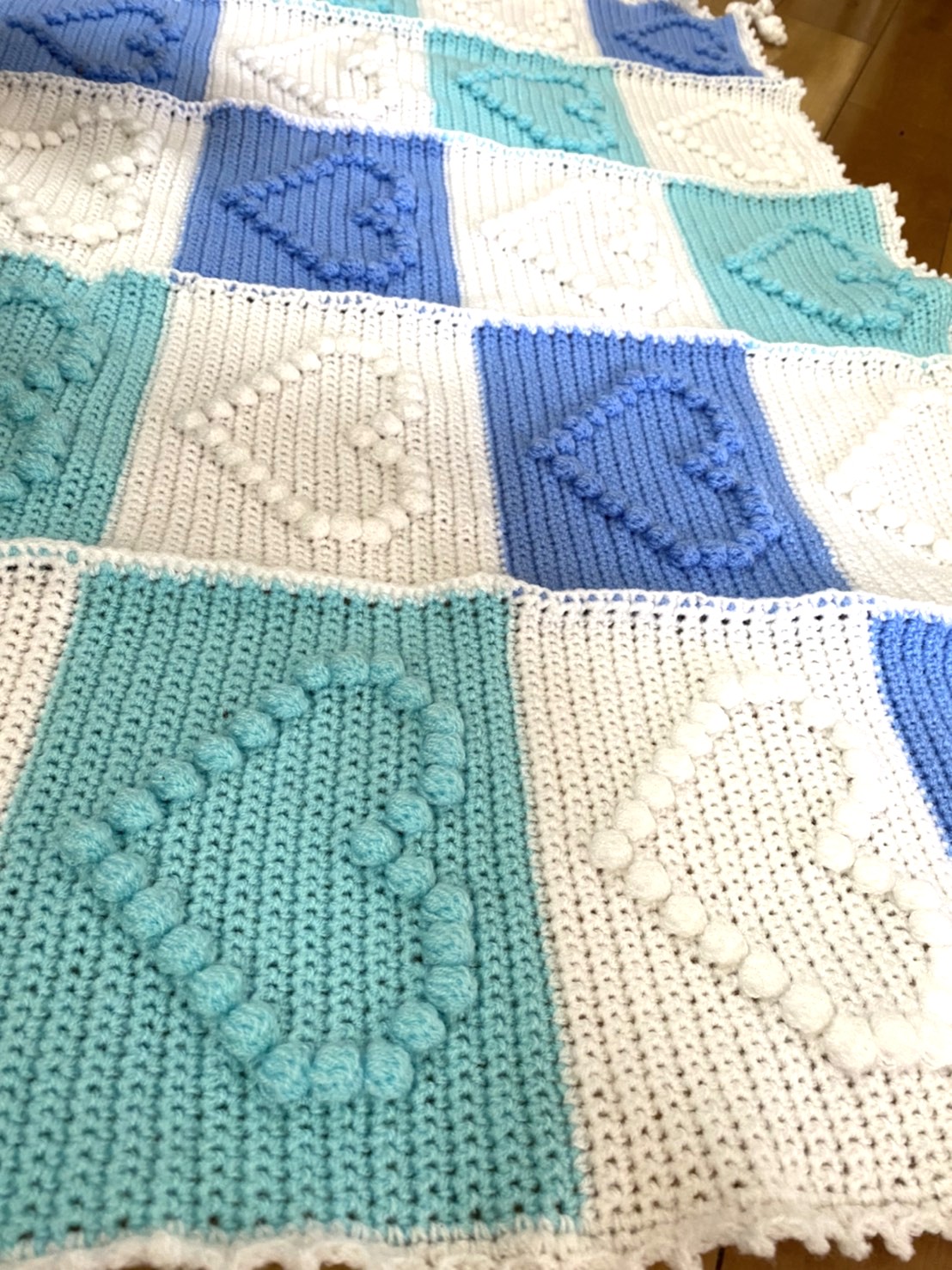 ぷっくりハートのマルチカバー(ブルー系)～送料無料