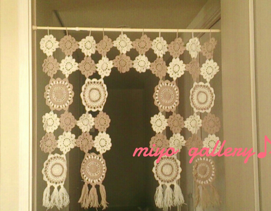 ナチュラルお花のモチーフのれん～送料無料