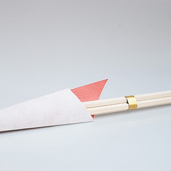 【再販】和紙の折り鶴が座る【祝箸】朱色 2枚目の画像
