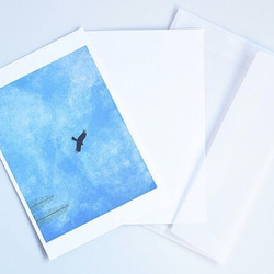 【Creema特集掲載商品】青空を見上げた【和紙の切り絵グリーティングカード】封筒・メッセージカード付 4枚目の画像