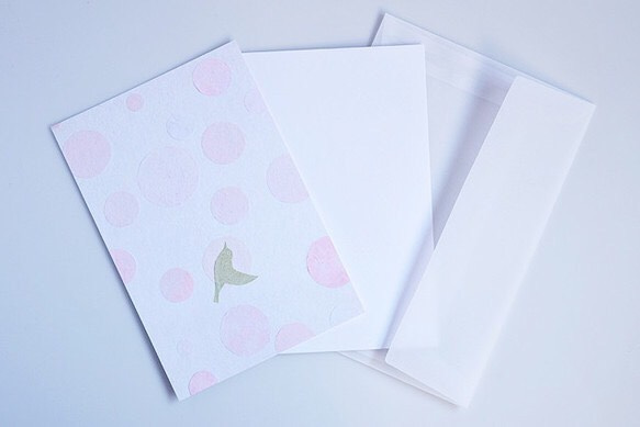 日本の春【和紙の切り絵グリーティングカード】封筒・メッセージカード付 4枚目の画像