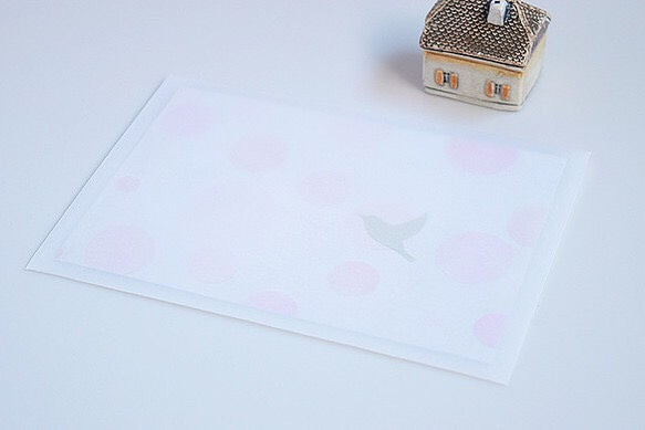 日本の春【和紙の切り絵グリーティングカード】封筒・メッセージカード付 5枚目の画像