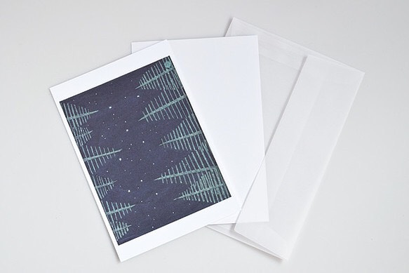 空を見上げた【和紙の切り絵グリーティングカード】封筒・メッセージカード付 4枚目の画像