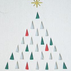 切り絵を贈る【切り抜き和紙カード】クリスマスツリー｜封筒・メッセージカード付 2枚目の画像