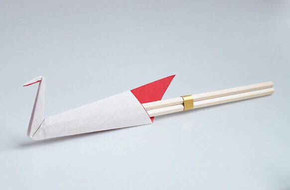 和紙の折り鶴が座る【祝箸】5色セット 2枚目の画像