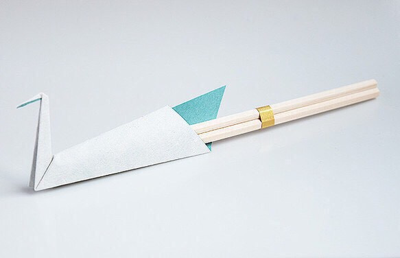 和紙の折り鶴が座る【祝箸】5色セット 3枚目の画像