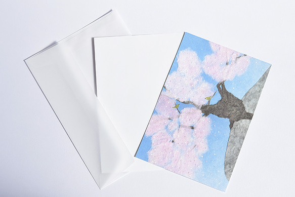 石割桜【和紙の絵グリーティングカード】封筒・メッセージカード付 2枚目の画像