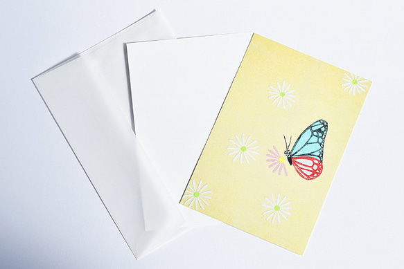 大陸を渡る蝶【和紙の絵グリーティングカード】封筒・メッセージカード付 2枚目の画像