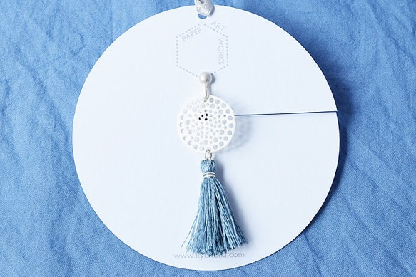 受注製作 silk tassel lace silver _ blue（イヤリング） 4枚目の画像