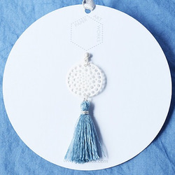 silk tassel lace silver _ blue（ピアス） 4枚目の画像