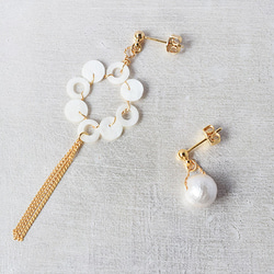 chain tassel flower + pearl（ピアス） 2枚目の画像
