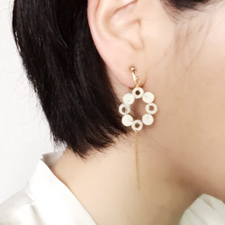 chain tassel flower + pearl（ピアス） 6枚目の画像