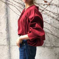 ふっくらパフスリーブブラウス(ボルドー) 5枚目の画像